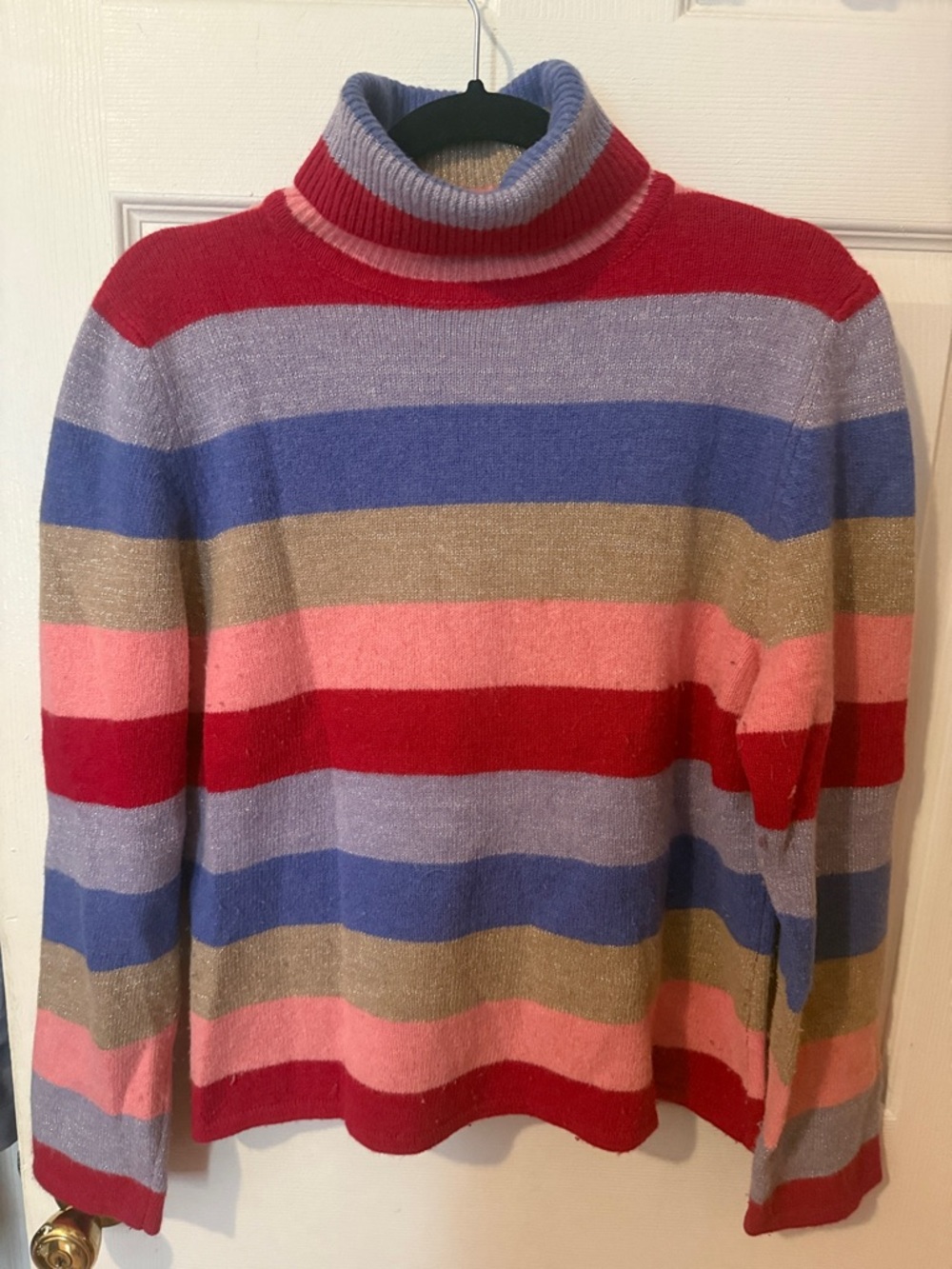 Vintage early 2000s Turtleneck Metallic Stripe Sweater Lambswool